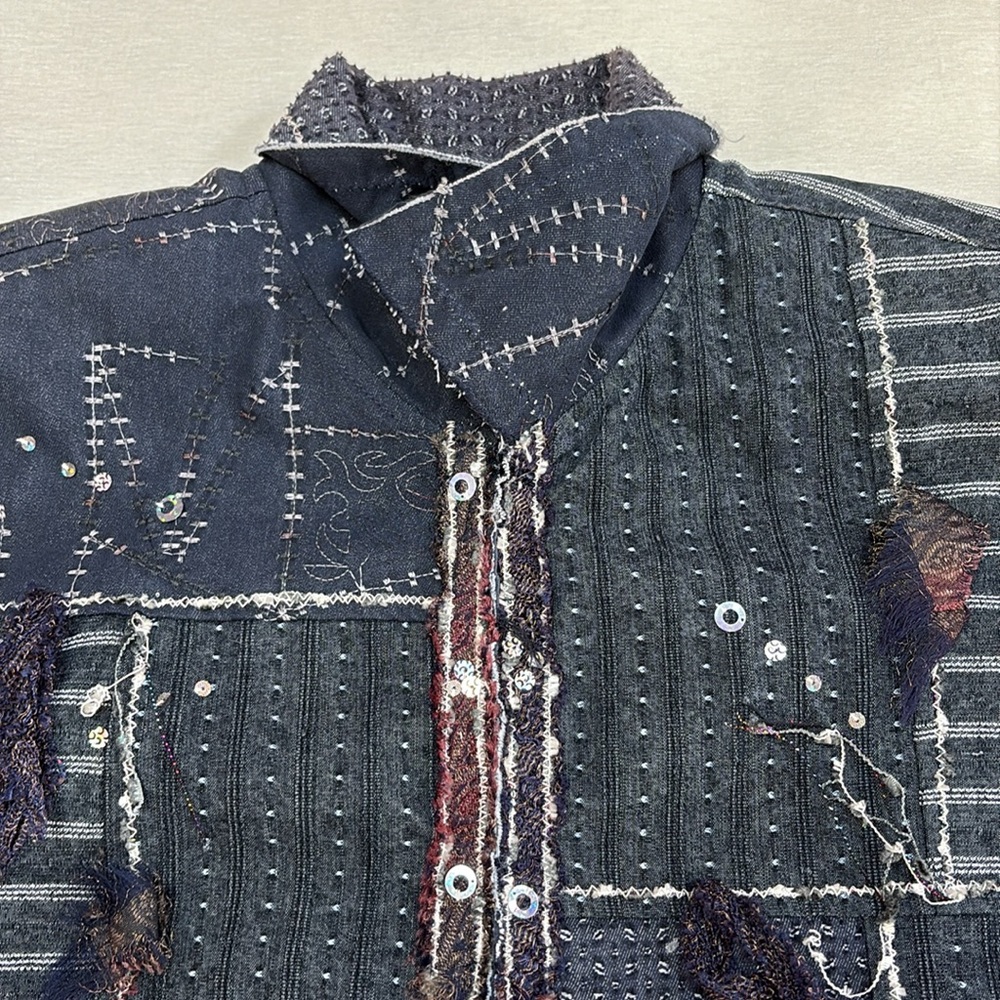 Yak Magik Artisan Boho Patchwork Jacket- Pure Cotton & Silk Fringe- Lagenlook - Picture 14 of 17